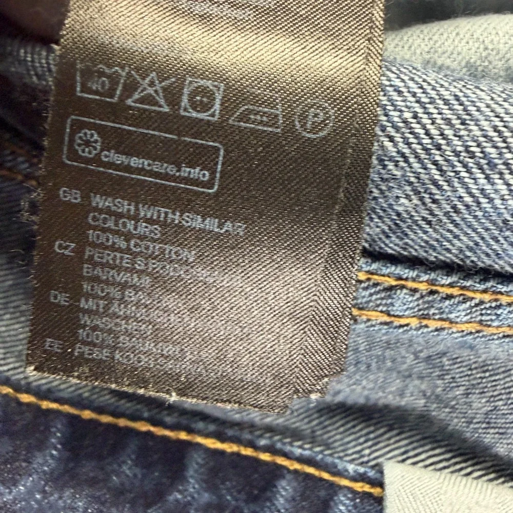 H&M &Denim Jeans Mens 33x32 Blue Cotton Tapered Slim Workwear Button-Fly Faded